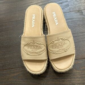 Prada Beige Women's Slide Sandals